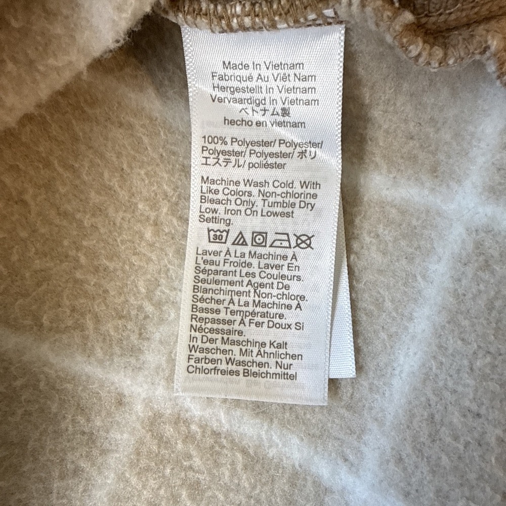 J.Crew Fleece Lined Funnel Neck Pullover Womens L Tan Windowpane Grid Old Money - Picture 5 of 6